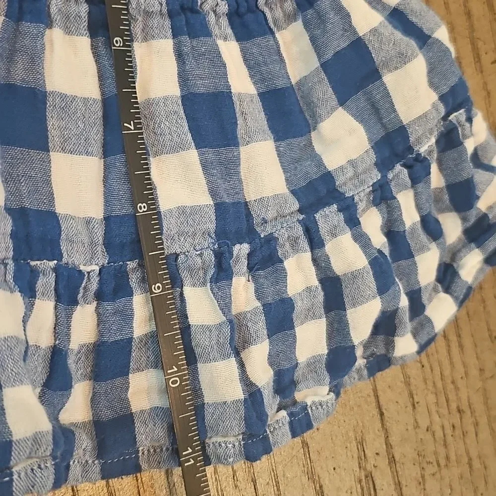 Blue and White Gingham Top and Skirt Set 6X XS 100% Cotton